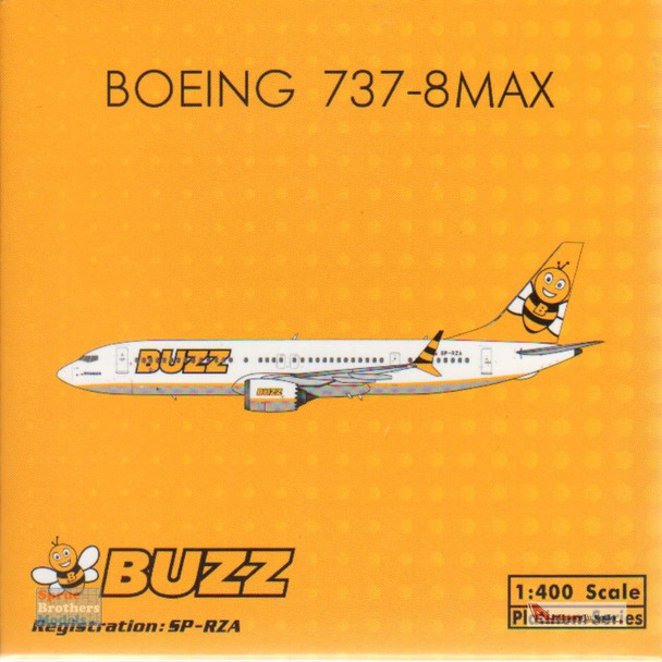 PHX11746 1:400 Phoenix Model Buzz Boeing 737-8Max Reg #SP-RZA (pre-painted/pre-built)