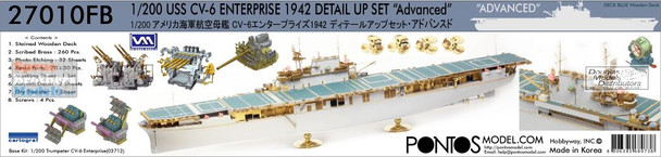 PONF27010FB 1:200 Pontos Model Detail Up Set - USS Enterprise CV-6 1942 with Deck Blue Wood Deck (TRP kit)