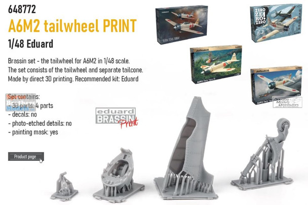 EDU648772 1:48 Eduard Brassin Print - A6M2 Zero Tailwheel Set (EDU kit)