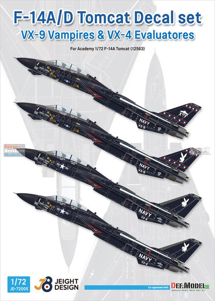 DEFJD72005 1:72 DEF Model Jeight Design Decal Set - F-14A F-14D Tomcat VX-4 VX-9 (ACA kit)