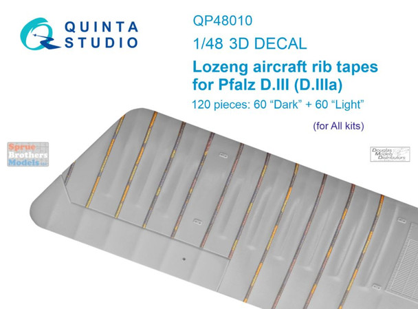 QTSQP48010 1:48 Quinta Studio Interior 3D Decal - Lozeng Aircraft Rib Tape for Pfalz D.III/IIIa