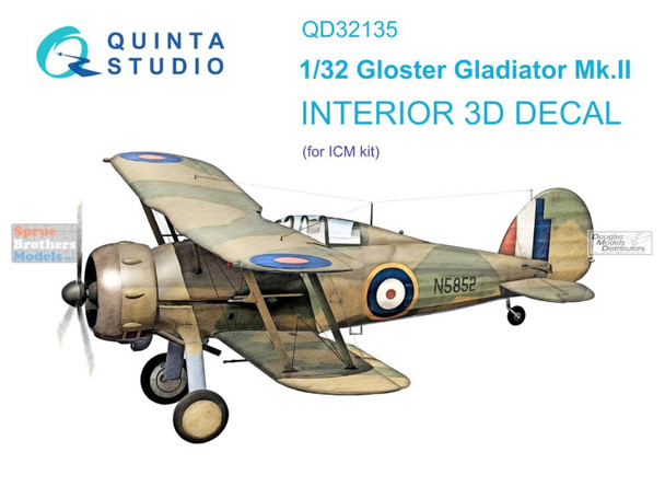 QTSQD32135 1:32 Quinta Studio Interior 3D Decal - Gloster Gladiator Mk.II (ICM kit)