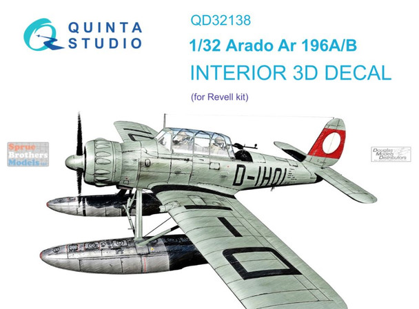 QTSQD32138 1:32 Quinta Studio Interior 3D Decal - Arado Ar196A/B (REV kit)