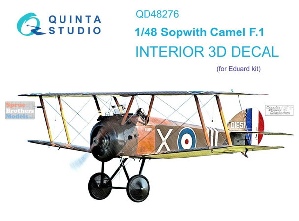 QTSQD48276 1:48 Quinta Studio Interior 3D Decal - Sopwith Camel F.1 (EDU kit)