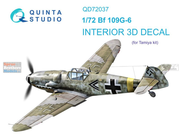 QTSQD72037 1:72 Quinta Studio Interior 3D Decal - Bf109G-6 (TAM kit)