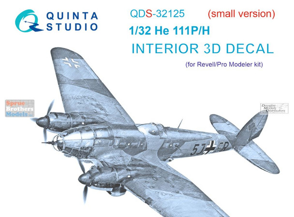 QTSQDS32125 1:32 Quinta Studio Interior 3D Decal - Heinkel He111P He111H (REV kit) Small Version