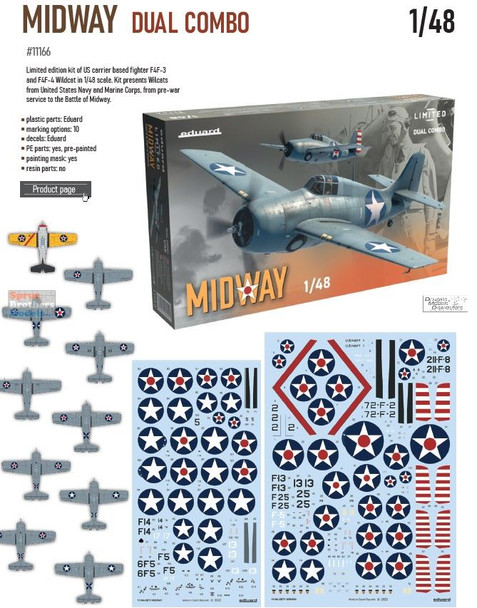 EDU11166 1:48 Eduard 'Midway' F4F-3 and F4F-4 Wildcat [Limited Edition Dual Combo]