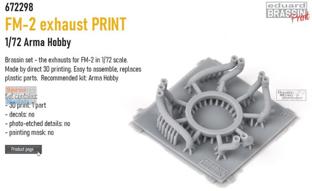 EDU672298 1:72 Eduard Brassin PRINT FM-2 Wildcat Exhaust (ARH kit)