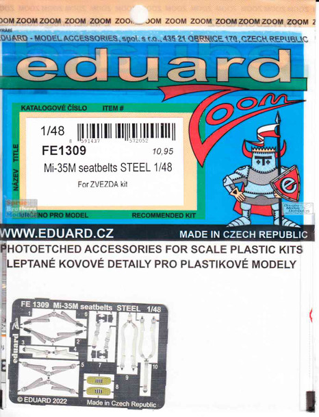 EDUFE1309 1:48 Eduard Color Zoom PE - Mi-35M Hind Seatbelts [STEEL] (ZVE kit)