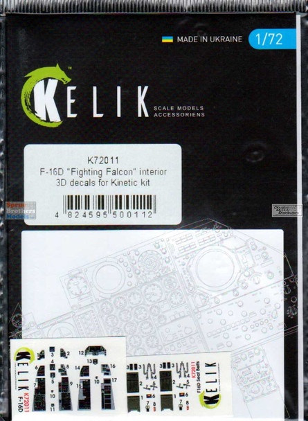 RESK72011K 1:72 ResKit/Kelik 3D Detail Set - F-16D Falcon (KIN kit)