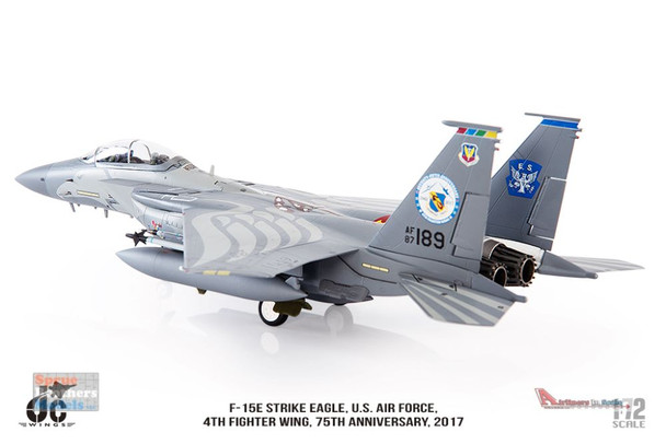 JCW72F15014 1:72 JC Wings Military F-15E Strike Eagle 4th Fighter Wing 75th Anniversary 2017 (pre-painted/pre-built)