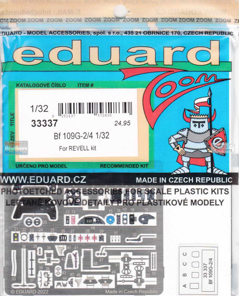 EDU33337 1:32 Eduard Zoom Color PE - Bf109G-2 Bf109G-4 (REV kit)