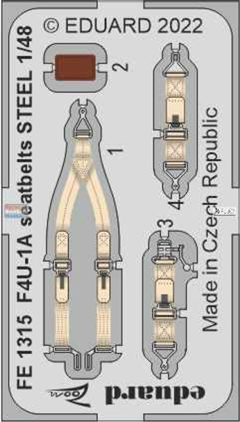 EDUFE1315 1:48 Eduard Color Zoom PE - F4U-1A Corsair Seatbelts [STEEL] (HBS kit)