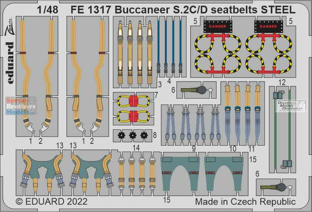 EDUFE1317 1:48 Eduard Color Zoom PE - Buccaneer S.2C/D Seatbelts [STEEL] (AFX kit)