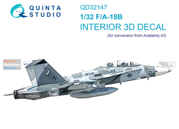 QTSQD32147 1:32 Quinta Studio Interior 3D Decal - F-18B Hornet (ACA kit)