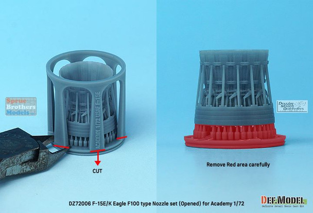 DEFDZ72006 1:72 DEF Model F-15E F-15K Strike Eagle F100 Type Exhaust Nozzle Set Opened [3D Printed] (ACA kit)