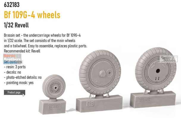 EDU632183 1:32 Eduard Brassin Bf109G-4 Wheels Set (REV kit)