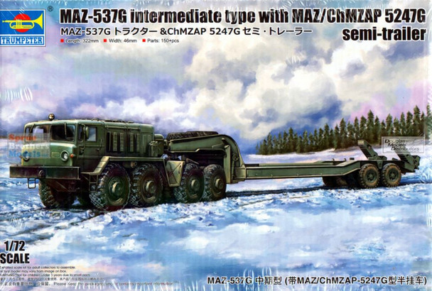 TRP07194 1:72 Trumpeter MAZ-537G Intermediate Type with MAZ/ChMZAP 5247G Semi-Trailer