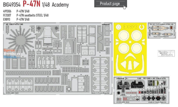 EDUBIG49354 1:48 Eduard BIG ED P-47N Thunderbolt Super Detail Set (ACA kit)
