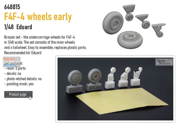 EDU648815 1:48 Eduard Brassin F4F-4 Wildcat Early Wheels (EDU kit)