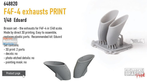 EDU648820 1:48 Eduard Brassin Print - F4F-4 Wildcat Exhaust Set (EDU kit)