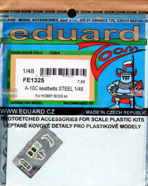 EDUFE1325 1:48 Eduard Color Zoom PE - A-10C Thunderbolt II Seatbelts [STEEL] (HBS kit)