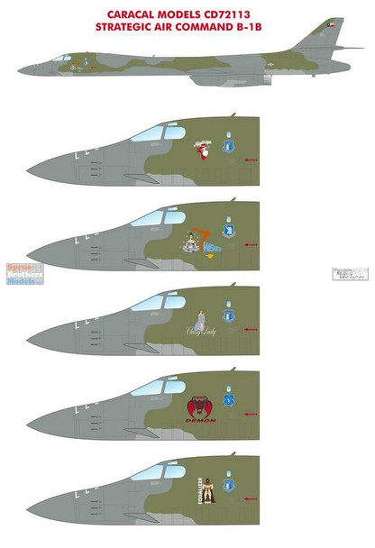 CARCD72113 1:72 Caracal Models Decals - Strategic Air Command B-1B Lancer
