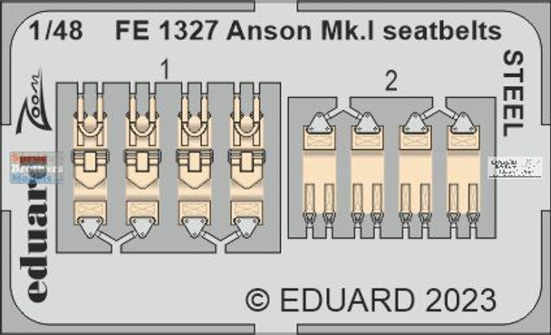 EDUFE1327 1:48 Eduard Color Zoom PE - Anson Mk.I Seatbelts [STEEL] (AFX kit)