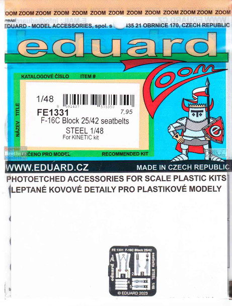 EDUFE1331 1:48 Eduard Color Zoom PE - F-16C Falcon Block 30/42 Seatbelts [STEEL] (KIN kit)