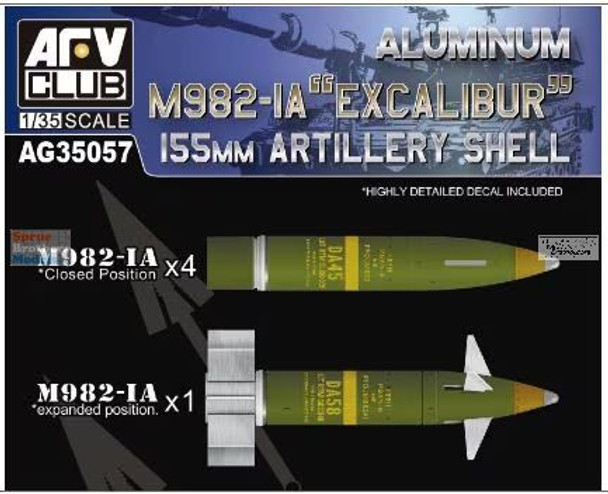 AFVAG35057 1:35 AFV Club M982-1A Excalibur 155mm Artillery Shell Set
