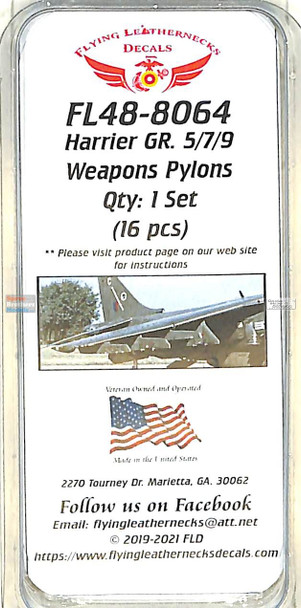 ORDFL488064 1:48 Flying Leathernecks Harrier GR.5/7/9 Weapons Pylons Set (HAS kit)