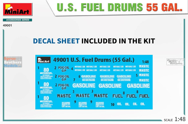 MIA49001 1:48 Miniart US Fuel Drums 55 Gallon