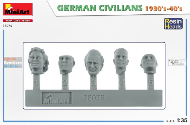 MIA38075 1:35 MiniArt German Civilians 1930-40s (Resin Heads)