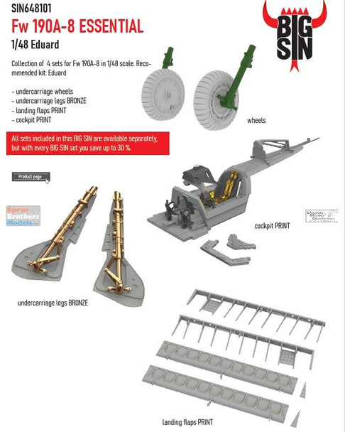 EDUSIN648101 1:48 Eduard BIG SIN Fw190A-8 Essential Detail Set (EDU kit)