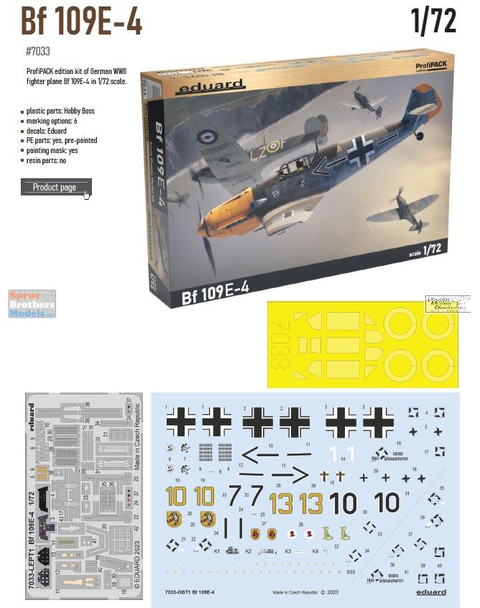 EDU07033 1:72 Eduard Bf109E-4 ProfiPACK Edition