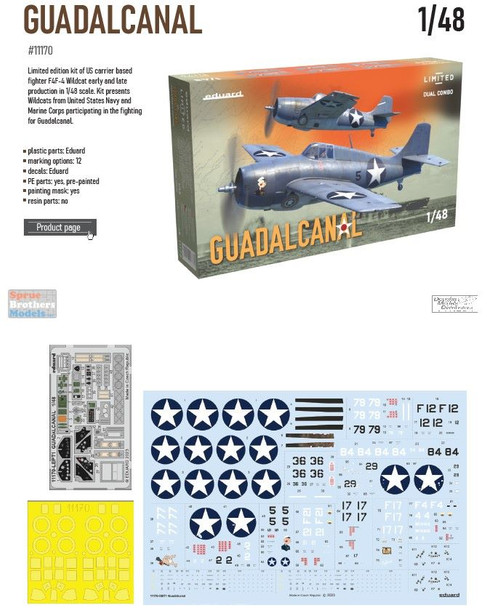 EDU11170 1:48 Eduard 'Guadalcanal' F4F-4 Wildcat Early & Late [Limited Edition Dual Combo]