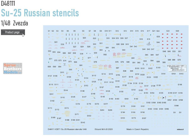 EDUD48111 1:48 Eduard Decals - Russian Su-25 Frogfoot Stencils (ZVE kit)