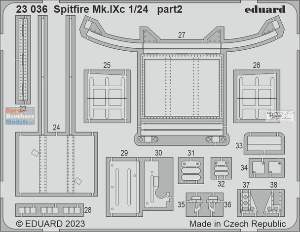 EDU23036 1:24 Eduard Color PE -Spitfire Mk.IXc Detail Set (AFX kit)