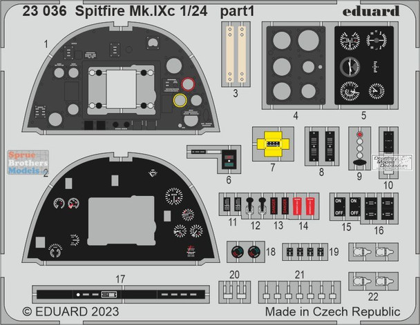 EDU23036 1:24 Eduard Color PE -Spitfire Mk.IXc Detail Set (AFX kit)