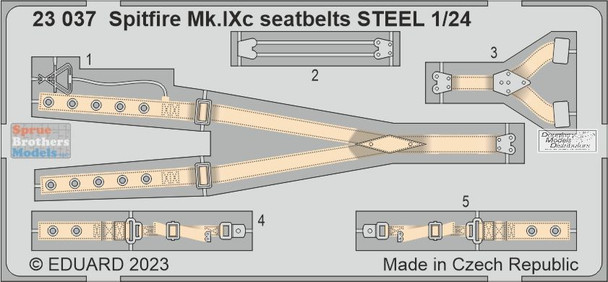 EDU23037 1:24 Eduard Color PE -Spitfire Mk.IXc Seatbelts (AFX kit)