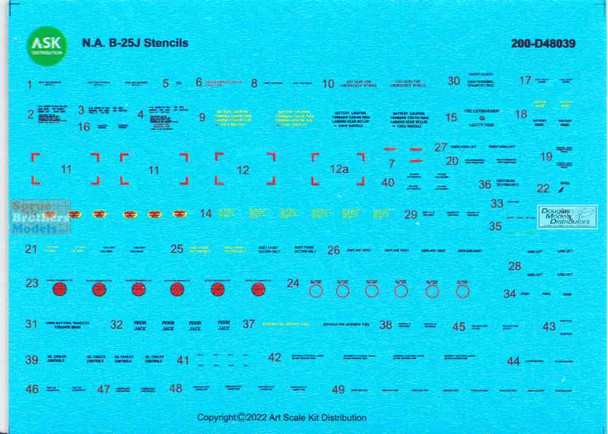 ASKD48039 1:48 ASK/Art Scale Decals - B-25J Mitchell Stencils