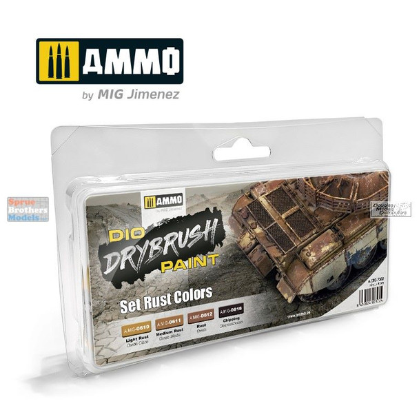 AMM7302 AMMO by Mig Dio Drybrush Paint Set Rust Colors