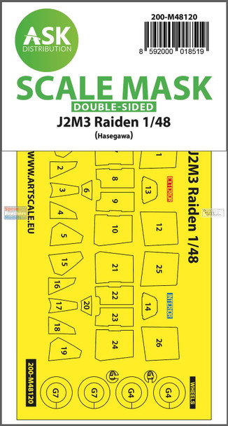 ASKM48120 1:48 ASK/Art Scale Double-Sided Mask - J2M3 Raiden (HAS kit)