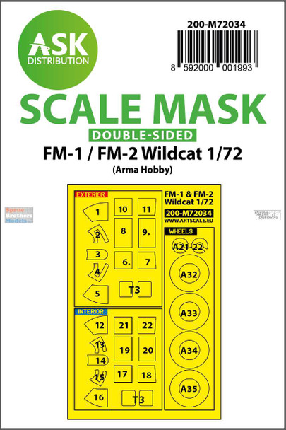 ASKM72034 1:72 ASK/Art Scale Double-Sided Mask - FM-1 FM-2 Wildcat (ARH kit)