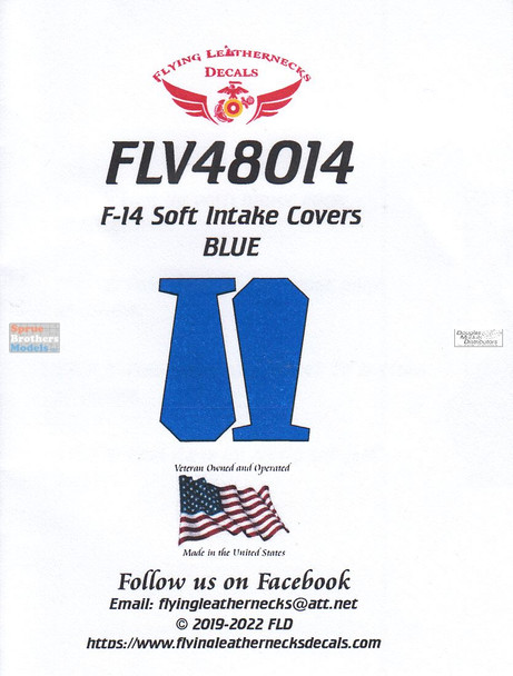 ORDFLV48014 1:48 Flying Leathernecks F-14 Tomcat Soft Intake Covers - Blue