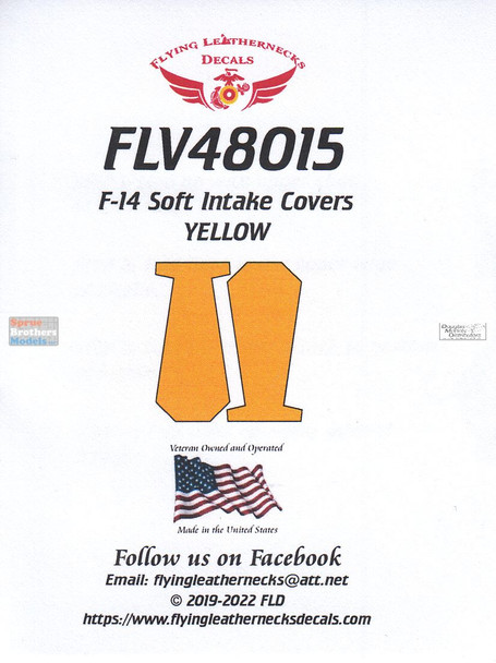 ORDFLV48015 1:48 Flying Leathernecks F-14 Tomcat Soft Intake Covers - Yellow