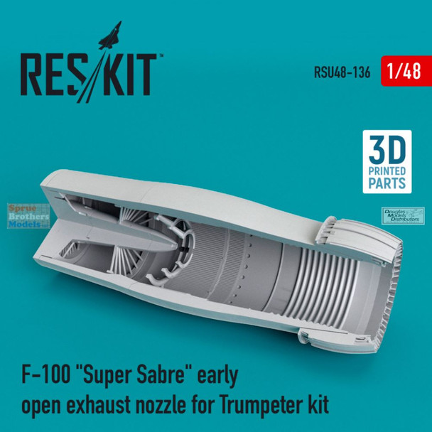 RESRSU480136U 1:48 ResKit F-100 Super Sabre Open Exhaust Nozzle Early (TRP kit)