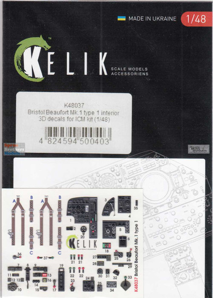 RESK48037K 1:48 ResKit/Kelik 3D Detail Set - Beaufort Mk.I Type 1 (ICM kit)