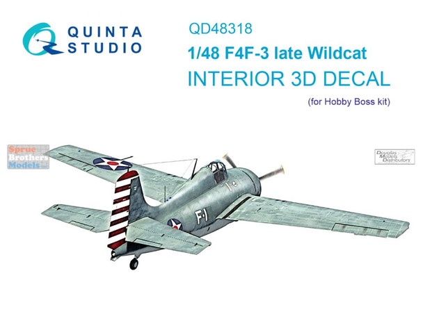 QTSQD48318 1:48 Quinta Studio Interior 3D Decal - F4F-3 Wildcat Late (HBS kit)