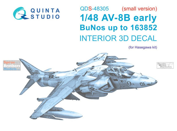 QTSQDS48305 1:48 Quinta Studio Interior 3D Decal - AV-8B Harrier II Early (HAS kit) Small Version
